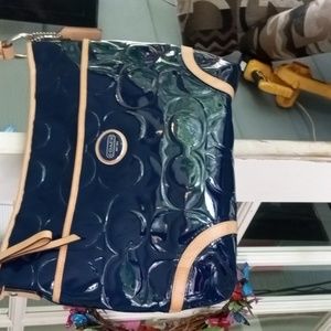 Coach navy blue patent Peyton shoulder bag